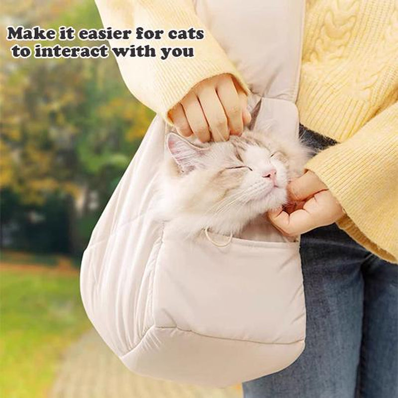 Hipipet Spacious Escape-Proof Quilted Sling Carrier - Breathable Minimalist Pet Bag for Cats & Small Dogs