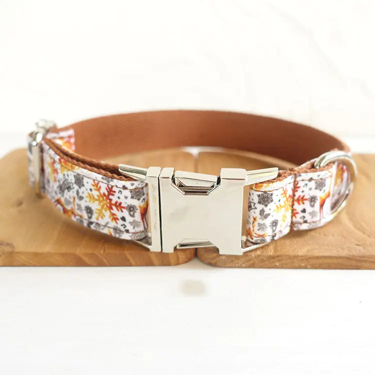 Handmade Dog Collar Golden Christmas