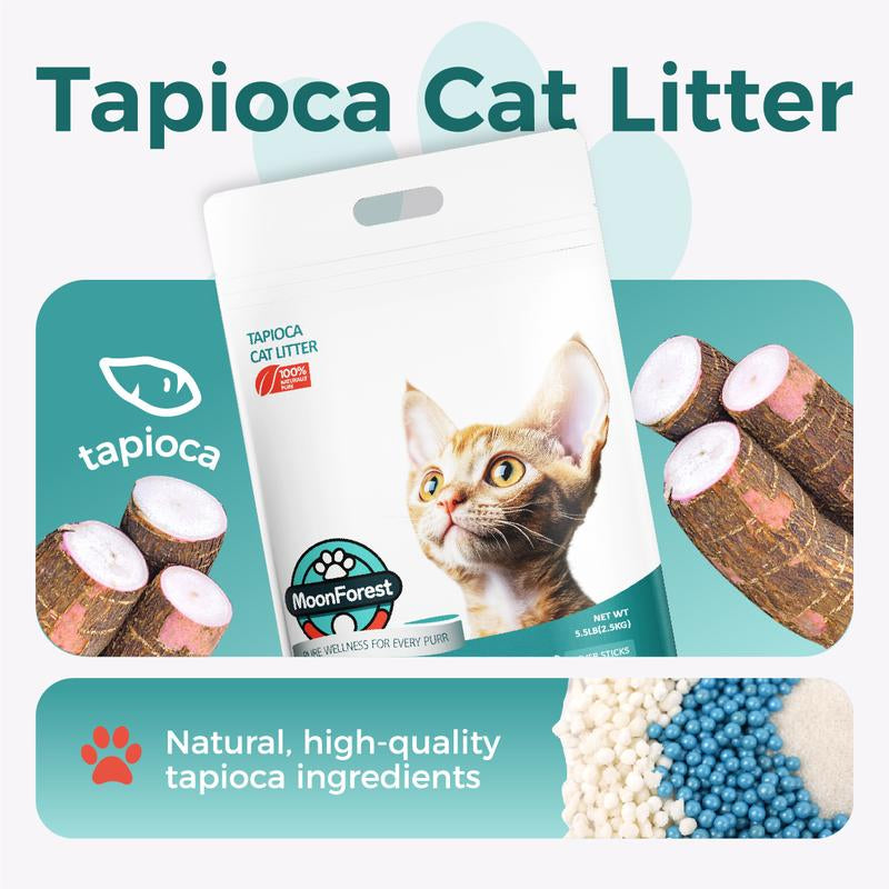 Premium 22Lb Tapioca Cat Litter - Quick Clumping, Odor Control, Low Dust, Flushable & Perfect for Automatic Litter Boxes