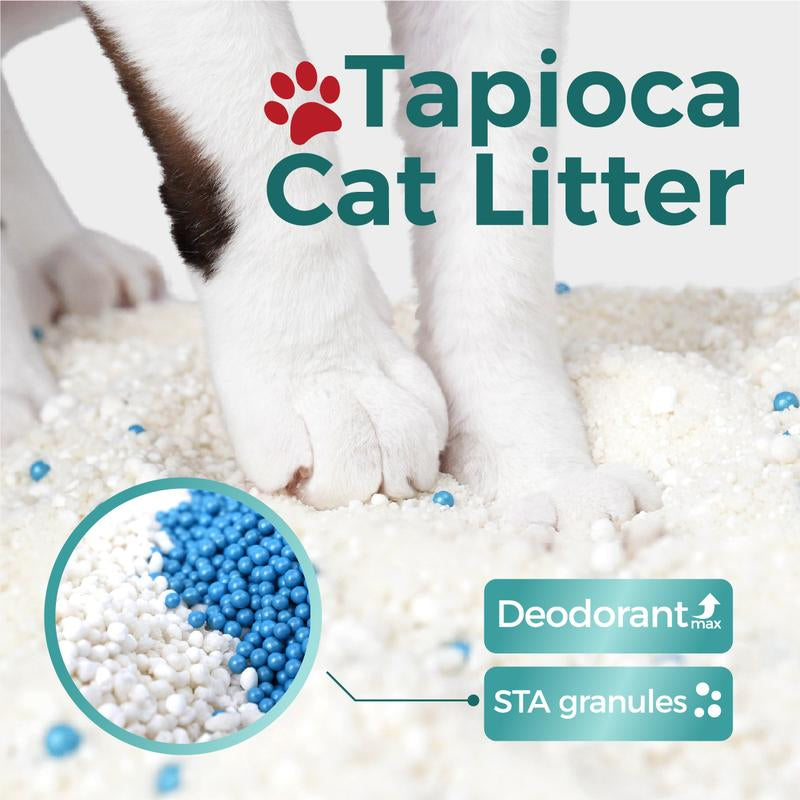 Premium 22Lb Tapioca Cat Litter - Quick Clumping, Odor Control, Low Dust, Flushable & Perfect for Automatic Litter Boxes