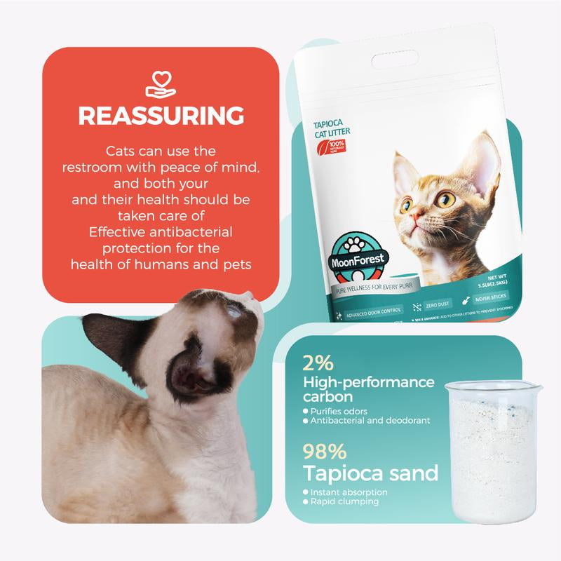 Premium 22Lb Tapioca Cat Litter - Quick Clumping, Odor Control, Low Dust, Flushable & Perfect for Automatic Litter Boxes