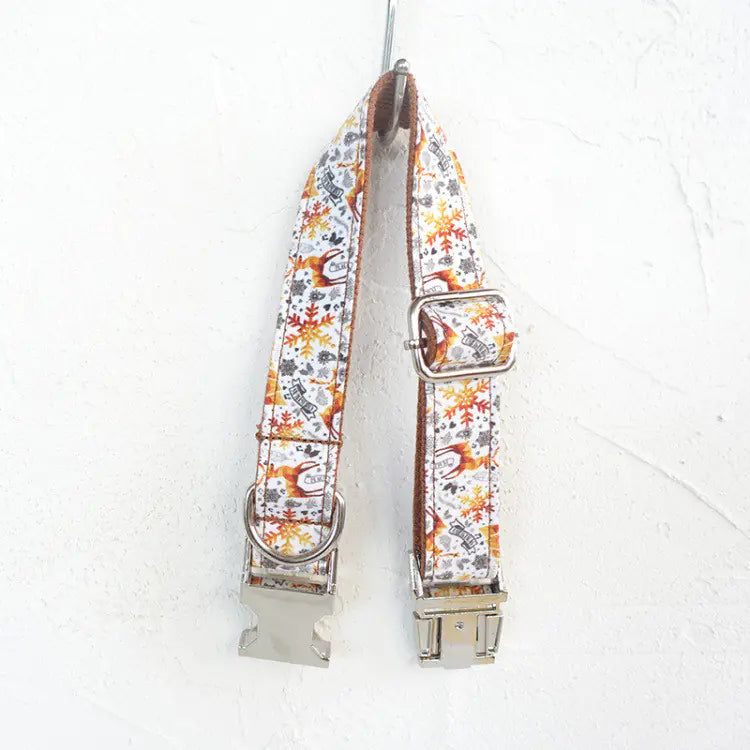 Handmade Dog Collar Golden Christmas