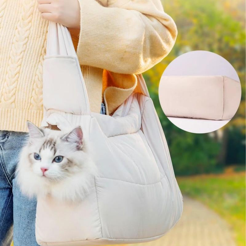 Hipipet Spacious Escape-Proof Quilted Sling Carrier - Breathable Minimalist Pet Bag for Cats & Small Dogs