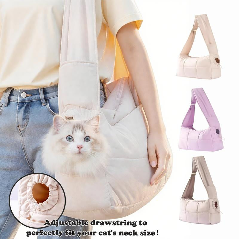 Hipipet Spacious Escape-Proof Quilted Sling Carrier - Breathable Minimalist Pet Bag for Cats & Small Dogs