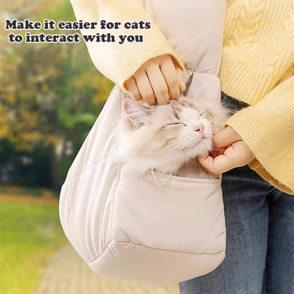 Hipipet Spacious Escape-Proof Quilted Sling Carrier - Breathable Minimalist Pet Bag for Cats & Small Dogs