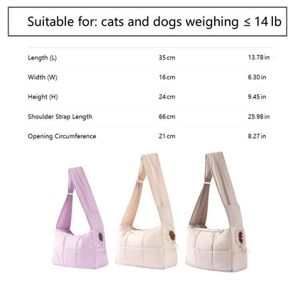 Hipipet Spacious Escape-Proof Quilted Sling Carrier - Breathable Minimalist Pet Bag for Cats & Small Dogs