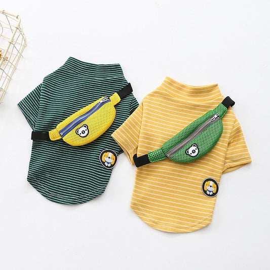 Striped Dog T-Shirt with Mini Bag
