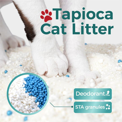 Premium 22Lb Tapioca Cat Litter - Quick Clumping, Odor Control, Low Dust, Flushable & Perfect for Automatic Litter Boxes
