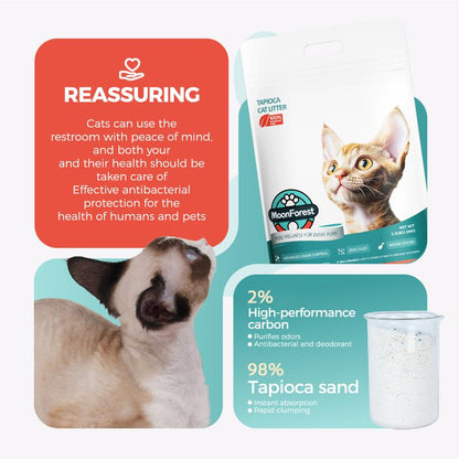 Premium 22Lb Tapioca Cat Litter - Quick Clumping, Odor Control, Low Dust, Flushable & Perfect for Automatic Litter Boxes