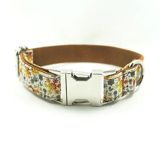 Handmade Dog Collar Golden Christmas