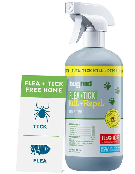 Effective Bugmd Flea & Tick Spray for Dogs, Cats & Home – Natural Cedarwood Oil Formula – Safe for Indoor & Outdoor Use – 16 Oz